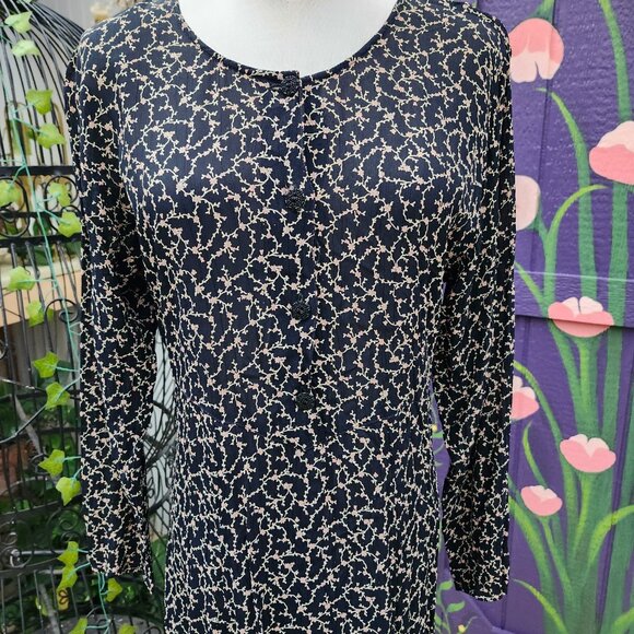 Vintage 1990's Black Floral Rayon Maxi Dress by Putumayo - Picture 2 of 13